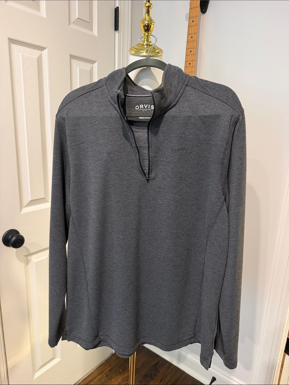 Orvis Men's Dark Charcoal Quarter-Zip Performance Pullover